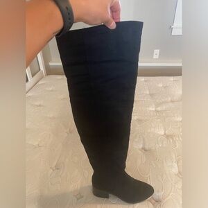 Over the knee black suede boots